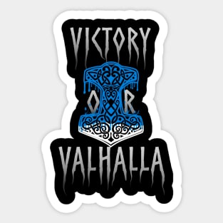 Victory or Valhalla Mjolnir Viking Norse Hammer of Thor Blue Sticker